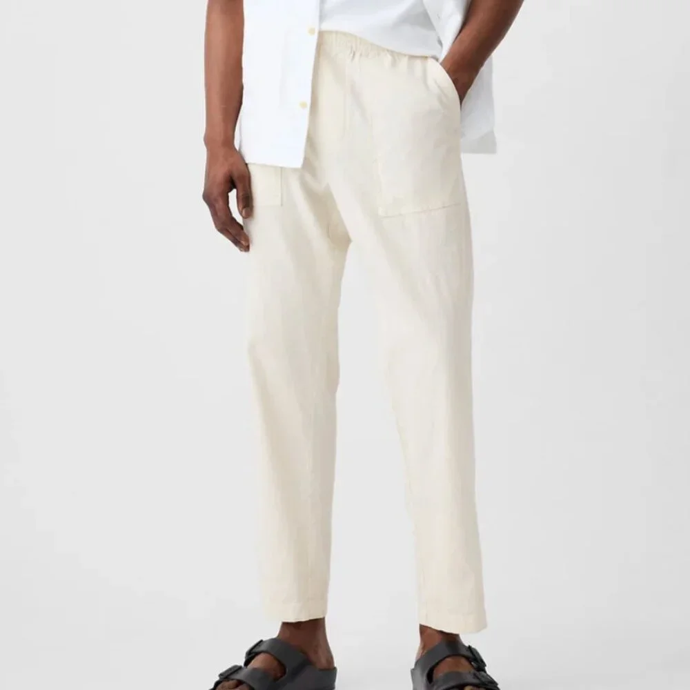 GAP Factory Easy Linen-Blend Utility Pants, Tan Chino, Medium, NWOT - Picture 1 of 5